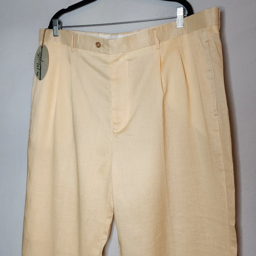 NWT Mojito 100% Linen Yellow Pleated Pants Men's Size‎ 44 (29